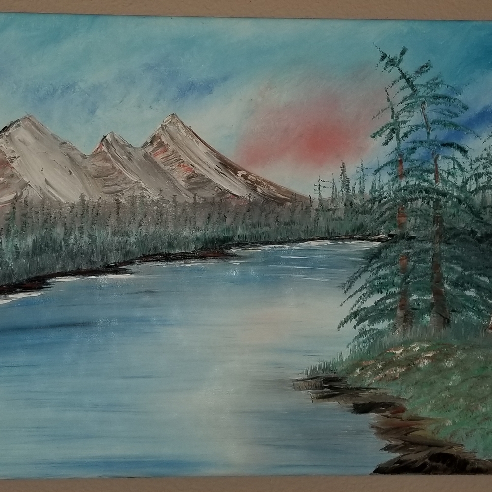 SLOW RIVER OIL PAINTING 16 x 20 canvas original.